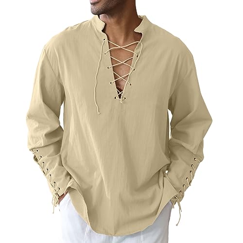Image of CTU Men's Cotton Shirt Pirate Shirt Medieval Viking Renaissance Costume