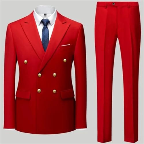 Fashion Men's Casual Double Breasted Suit Set Man's Business Slim Fit Formal Suit 2 Pcs Set3