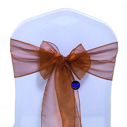 Mds Pack Of 50 Organza Chair Sash Bow Sashes For Wedding And Events Supplies Party Decoration Chair Cover Sash -Bronze #TOP2