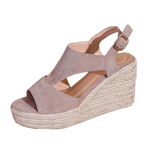 Sandalias de cuña para mujer ideales para el ocio veraniego y paseos cómodos con suela tejida