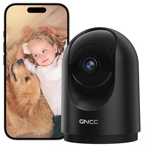 GNCC 2K Cámara Vigilancia WiFi Interior para Mascotas, 360° Cámara Vigilancia Domicilio WiFi, Visión Nocturna, Audio Bidireccional, Seguimiento Automatico, Detección de Movimiento y Sonido, 2.4G