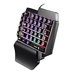 INDOTEAM Gaming Keypad – One Handed Gaming Keyboard –Mini 39-Key Colourful RGB Lighting USB Wired Keyboards with Palm Rest – For Desktop Laptop Phone Tablet - Black