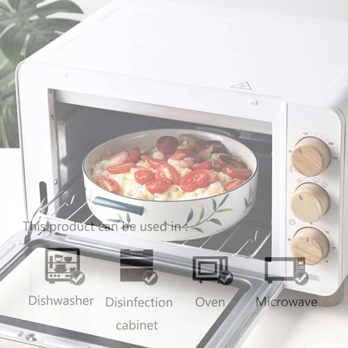 Fuente de cerámica para hornear, cacerola pequeña, bandeja redonda de 1200 ml para horno