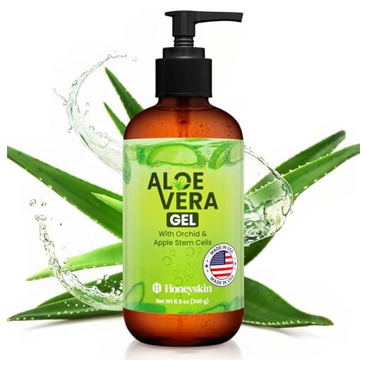 Organic Aloe Vera Gel - 100% Pure Aloe Gel for Face and Body w/ Manuka Honey And Vegan Stem Cells - A Fresh Aloe Vera Plant, No Powder - Sunburn Relief - Aloe Vera Gel for Hair - Made in the USA (8oz)