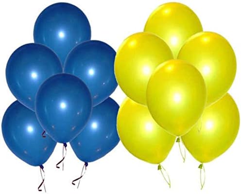 Jindal Party Products HD Metallic Finish Balloons For Birthday/Anniversary Party Decoration (Yellow, Blue) Pack of 50