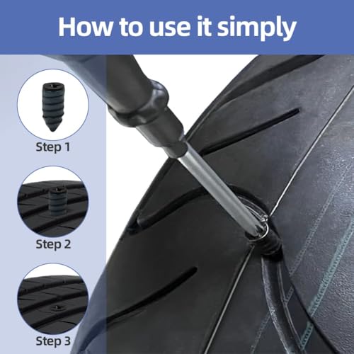 Adiwo Vakuum Reifen Reparatur Nagel,16 Stück Reifenreparatur mit Schraubendreher Gumminagel Reifen Nagel Reifenreparaturnägel 2 Größen Schlauchlose Reifen Reparaturset für Auto Motorrad Fahrrad