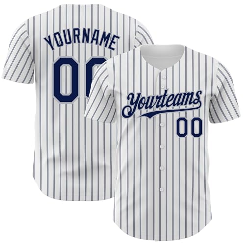 Custom Pinstripe Baseball Jersey, Stitched Printed Personalized Name Number, Navy Grey White Baseball Shirt Women Men Youth