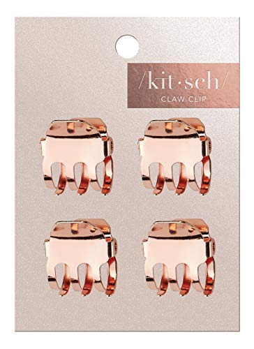Kitsch Small Hair Clips For Women - Recycled Plastic Small Claw Clips & Mini Claw Clips For Hair, Mini Hair Clips For Thin Hair, Tiny Jaw Clip For Hair | Hair Clips Small Claw, 4 Pcs Rose Gold #TOP1