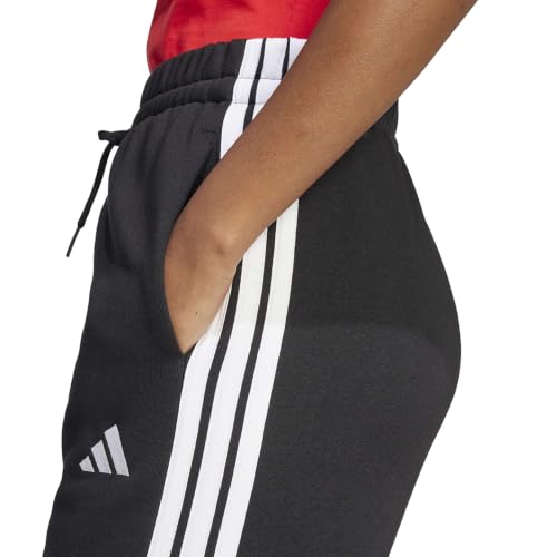 adidas Womens Essentials 3-Stripes Open-Hem Fleece Joggers Casual - Black - Size L - image 7