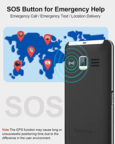 Easyfone Prime-A7 4G Big Button Cell Phone For Seniors | Easy-To-Use | Clear Sound | 2.0'' Hd Display | Sos Button W/Gps | Unlocked (T-Mobile & Mvnos) | 1500Mah Battery And Charging Dock (Black) #TOP3