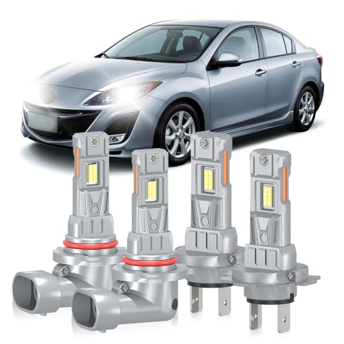 SMUCGUD For Mazda CX-7 2007 2008 2009 2010 2011 2012 Lights Bulbs Combo, 20000LM Super Bright Hi-Low Beam Light Bulbs, 800% Brighter, Plug and Play, 50000+ Hours Lifespan, Pack of 4