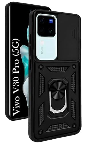 Image of AIBEX Back Cover for Vivo V30 5G / Vivo V30 Pro 5G | D10 Tough Armor Case | Sliding Camera Shield | 360 Protection | Kickstand Ring Holder | Military-Grade Shockproof Bumper Case