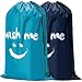BGTREND Large Cartoon Laundry Bag Draw String, Jumbo Size [28''×40''], Printed Wash Me, Blue