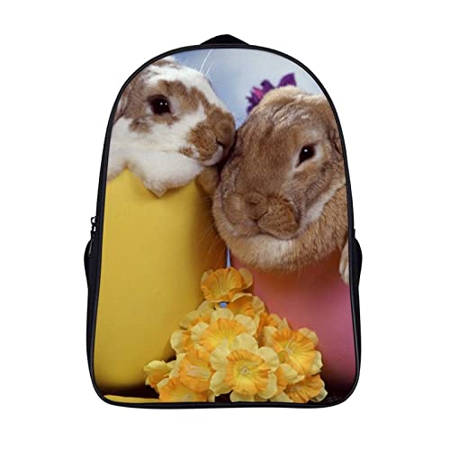 Sac d'école cool 3D motif lapin animal grand volume idéal élève primaire et loisirs