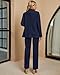 luvamia 2 Piece Outfits for Women Dressy Blazer Jackets High Waisted Straight Leg Pants Suits Set Business Casual Office Women's Blazers & Suit Jackets for Women Fashion Navy Blue Size 20 Size 22