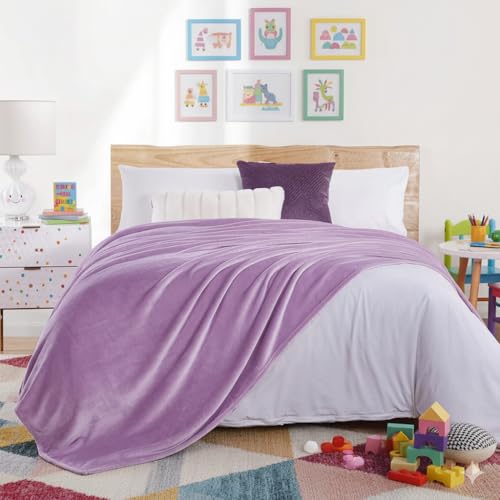 Image of Harleen Blankets, 250 GSM Super Soft Flannel Cozy Blankets for Single Bed, Washable Lightweight Blanket for Couch Sofa Bed Office, Warm Plush Blankets for All Season (Lavender Color, Double)