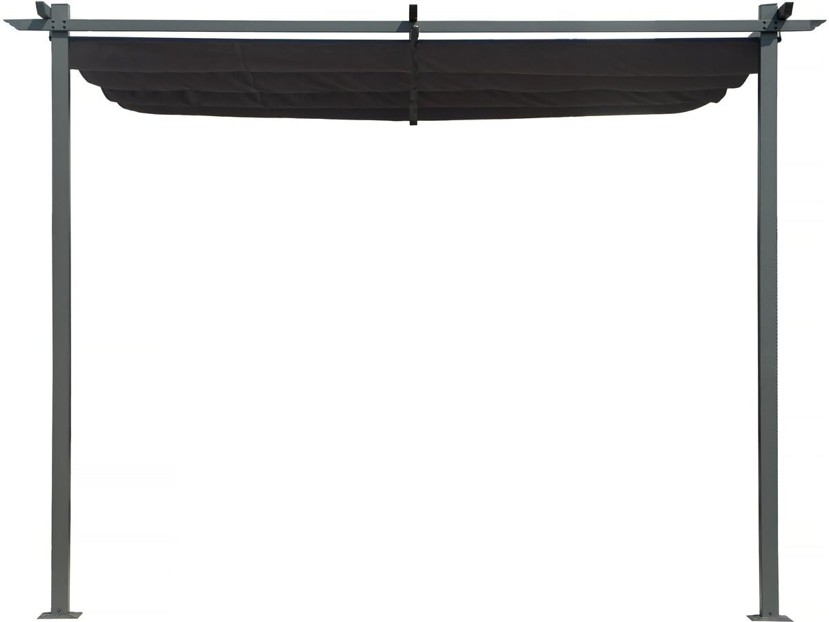 Pergola adossée avec Toit rétractable - 3 x 3 m - Gris Anthracite