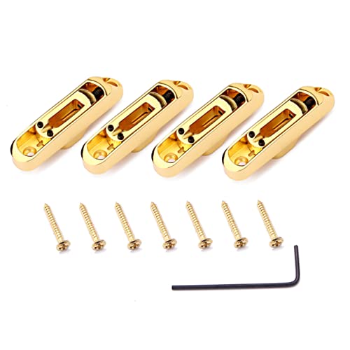 HEMOTON 4pcs Heavy Duty Guitar Bass Bridge Parts Replacements Zinc Alloy Bass Player Part Professional Guitar Bass Bridge Golden