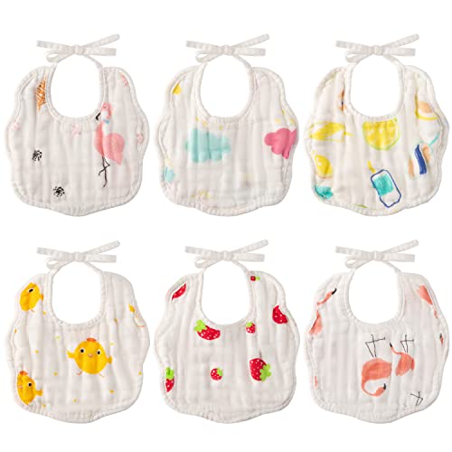 R Horse 6Pcs Muslin Baby Drooling Bibs Adjustable Halter Neck Newborn Teething Drool Bibs Soft & Absorbent Infant Toddler Bibs Drooling And Teething Bibs For Aged 0-36 Months Baby Girls #TOP11