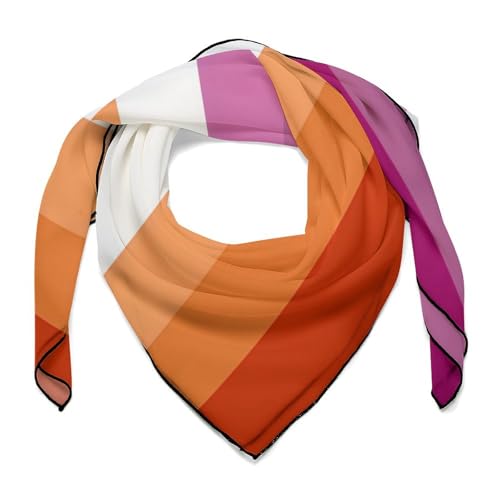 Lesbian Pride Flag Scarf For Women Silk Head Scarf Square Hair Scarves Shawls Hair Wraps Bandana Neckerchief Decor for Adult 27 * 27 Inches