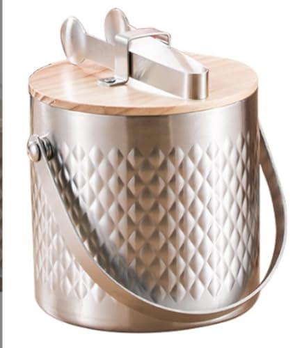 大容量ステンレスアイスペール:二重壁真空断熱(ハンドル・蓋付き),シャンパン・パーティー食器保冷,プロ・家庭・商業用に適 (3L)