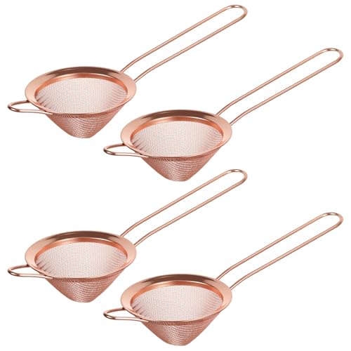 FUNSUEI 4 PCS Fine Mesh Strainer Bar, Colander Stainless Steel Mesh, Cocktail Strainer Sieve Bar for Loose Tea, Coffee, Juice, Sugar, Spice