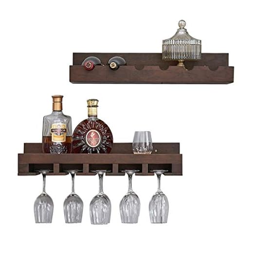 Vinhylla Wall, massiv ek vinflaska Glass Rack Hängande Goblet lagringsenhet Flytande Hyllor Bänkskiva Dekoration