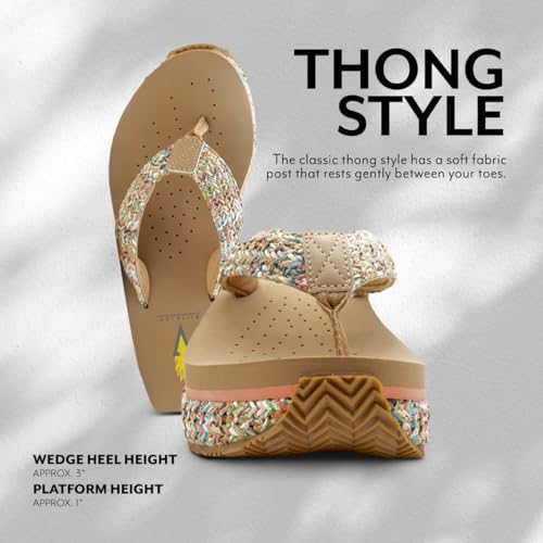 Image of Volatile Island Wedge Sandals for Women Featuring Slip-On Thong Platform Style with EVA Insole and Rubber Outsole