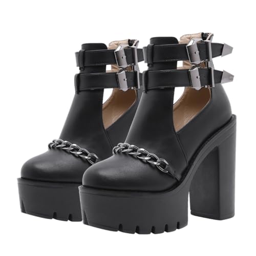 Bottines plateforme femme avec semelle antidérapante et rivets