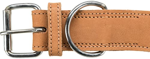 TRIXIE Rustic Fettleder-Halsband - Größe M - Halsumfang 38 - 47 cm - kehlkopfschonender D-Ring - braun - 19015