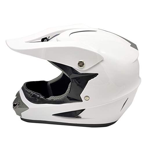 Woljay Casques Motocross Sport Moto Bicyclette Casque Integral VTT BMX (Verre Blanc, M)