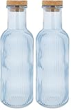 Cosy & Trendy Raya Glasflasche, Blau, 1 l (Packung mit 2)