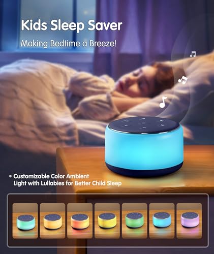 Image of FamiSym Sleep Sound Machine for Babies Kids Adults - Rechargeable White Noise Machine for Sleeping with Night Light, 34 Soothing Sounds, Nursery Decor Baby Lullaby Machine, Registry Gift