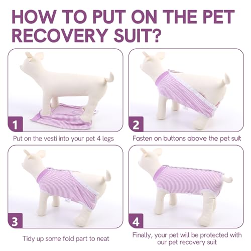 Image of SAWMONG Recovery Suit for Dogs Female Male, Cotton Breathable Dog Onesie After Surgery Spay Neuter, Professional Dog Surgical Suit, Substitute Pet E-Collar Cone, Purple, XX-Large