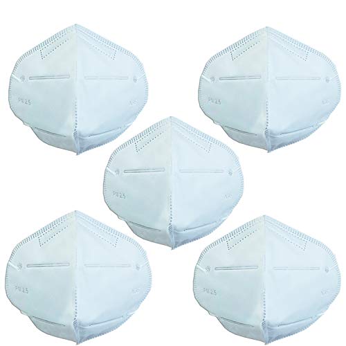 Image of N95 Reusable Face Mask - 5 Pack, White, Free Size, Non-Woven Fabric, Filters PM 2.5, Dust, Pollen, Smoke, Perfect for Indoor & Outdoor Activities