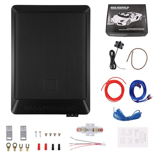 Realdio Subwoofer Automobile Ultra-Plat, adapté aux berlines/camions, avec amplificateur intégré, montable sous Les sièges, Puissance maximale de 600 W,...