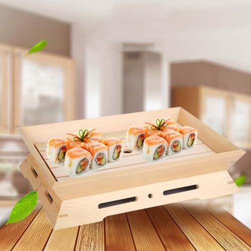 Plato de sushi de madera Uonlytech 34x24 cm doble cara miniatura 3