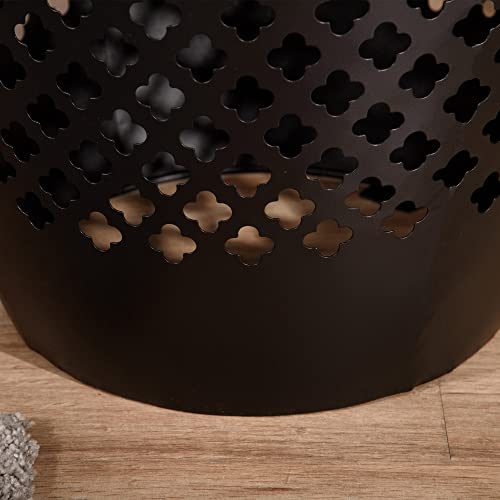 Outsunny 12.5" Steel Patio End Table, Round Hollow Drum Side Table, Accent Table For Indoor & Outdoor, Black #TOP7
