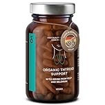 Organic Thyroid Support Supplement with Organic Sea Kelp Iodine and Selenium from Mustard Seed Extract - 120 Capsules - Natural Iodine Supplement for Men & Women - Vegan and Gluten Free