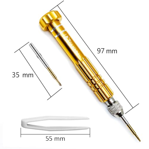 Image of PTSLKHN Eyeglass Repair Kit, S2 Steel Screwdriver with 15 Types of Screws, Precision Eye Glass Repair Tool Set (Gold2in1-screws)