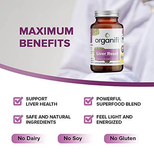 Organifi Green Juice Superfood Powder (30 Servings) And Liver Reset (30 Capsules) Weight Control, Detox Cleanse, Stress Relief, Digestive And Immunity Support - Gluten Free, Vegan, Whole Food #TOP5