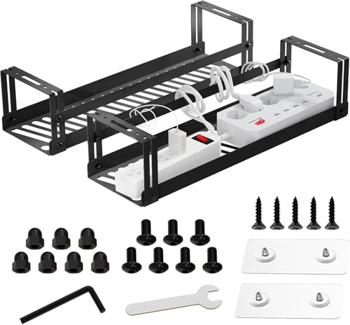PAVSTINE 2 Pièces Cable Management Bureau, Passe Cache Cable Bureau sans Percer, Cache Multiprise pour Le Passage des Câbles, Organisateur de Cable,...