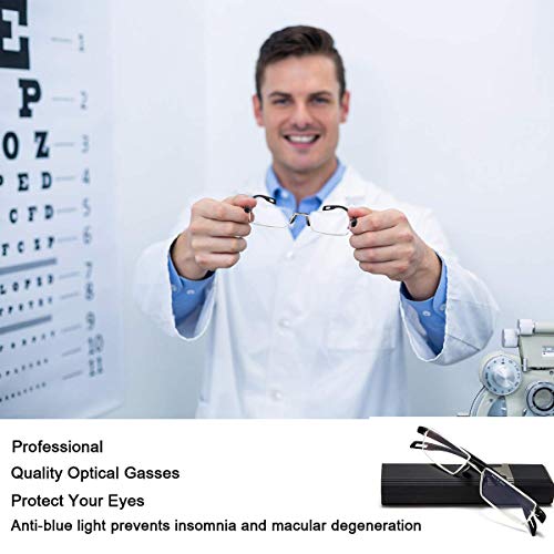 Eyeurl Half Rim Reading Glasses 2.0 - Blue Light Blocking Computer Readers For Women Men Half Frame Lightweight With Portable Case #TOP7