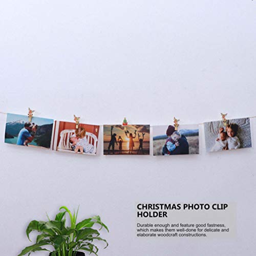 Toyvian 50 Pcs Christmas Wood Clips- Xmas Photo Pegs Holder- Clothespins Photo Clips para DIY