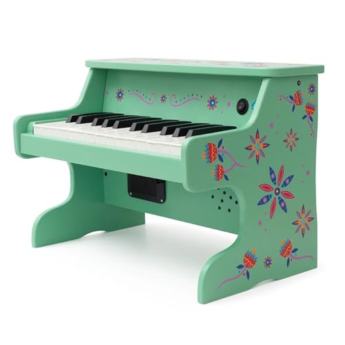 Marmelada Musica Green 25-Key Digital Wooden Toy Piano for Kids – Real Sound Wooden Piano for Toddler Ages 3+ Mini Pianos for Kids with Guidebook & Videos – Educational Instrument for Young Musicians