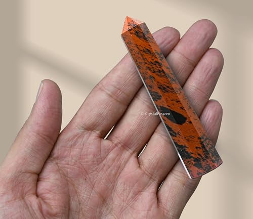 Image of Crystal Heaven Mahogany Obsidian Crystal Tower Obelisk Point For Chakra, Healing And Balancing - Aaa Grade Original Certified Gemstone Agate For Reiki Meditation Yoga Spiritual (3-4 Inches)