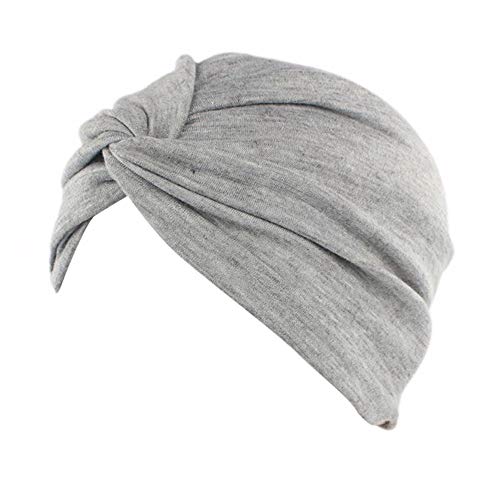 DJC Chemo Headwear Beanie Hat for Women Cotton Bamboo Beanie Cap Turban Alopecia Hair Loss Scarf (Grey)