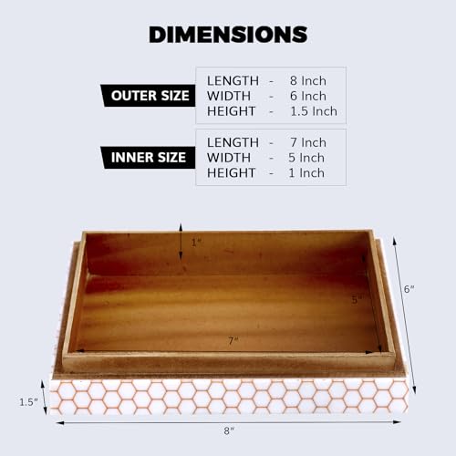 Image of Handicrafts Home Decorative Box for Living Room, Entryway or Bedroom - Farmhouse Memory Box, Jewelry, Gift Box - Trending Home Decor Accents 2024, Keepsake for Wedding Memories - Honey, 8x6x1.5 inch