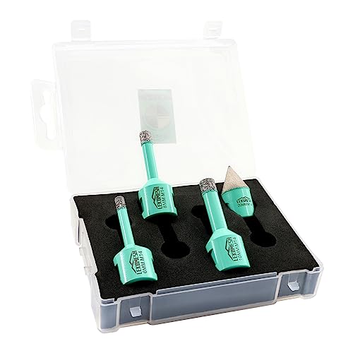 Broca de Diamante - 4piezas (6/8/10mm+20mm Broca Fresado Chaflán de Diamante) LEKOMESH Sierra de Corona con Caja de Plástico para Porcelánico Cerámica Granito Mármol,Rosca M14