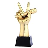 Trofeos de micrófono Dorado pequeño de Resina para Canto para Karaoke, concursos de Canto, Fiestas (Color : Gold, Size : 23cm)